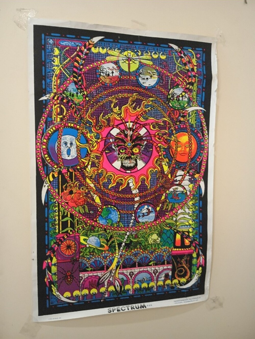 Vintage '74 Spectrum Velvet Black Light Poster #976 Funky Enterprises